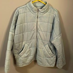 Forever 21 Aqua Blue Quilted Jacket L Like-New